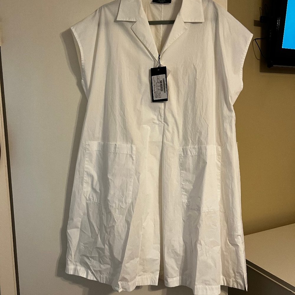 MaxMara White Short-Sleeve A-Line Dress - Picture 2 of 3